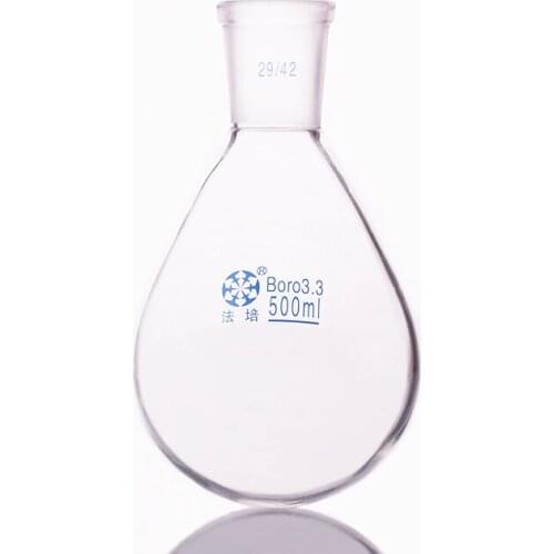 Flask eggplant shape,short neck standard grinding mouth,Capacity 500ml and joint 29/42,Eggplant-shaped flask