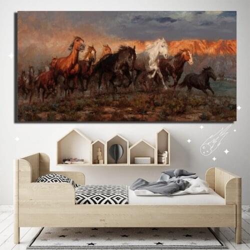 Western Landscape Cowboy Canvas Prints Picture Modular Paintings For Living Room Poster On The Wall Home Decoration