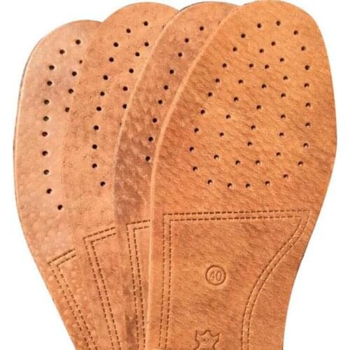 Leather insole embossed deodorant sweat-absorbent breathable gas leather insole massage non-slip thick unisex leather insoles