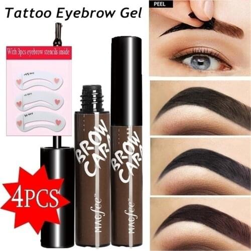 Makeup Eye Brow Gel Coffee Black Brown Paint Eyebrows Gel Waterproof Eyebrow Tint Mascaras Kit Cosmetics for Women with Stencils