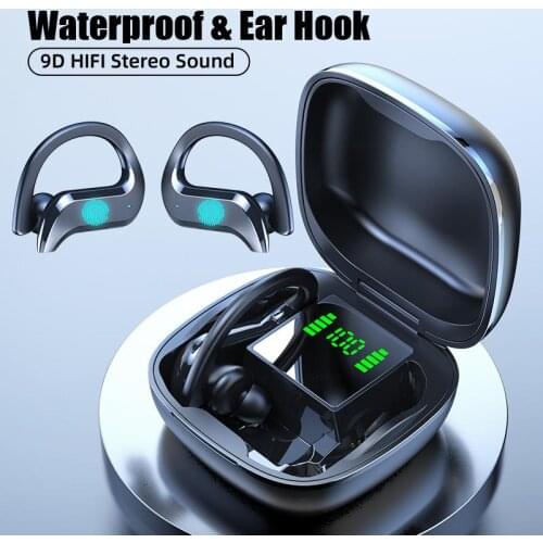 New MD03 Wireless TWS Business Bluetooth Headset Power Digital Display 5.0 Sports Hanging Ear Touch T09