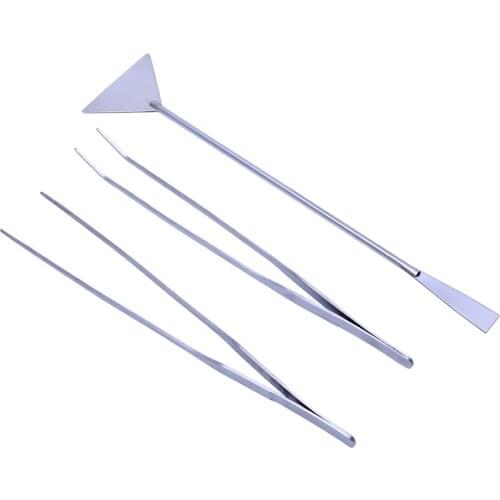 3Pcs Aquarium Maintenance Trim Tools Kit Tweezers Leveler For Live Plants Grass