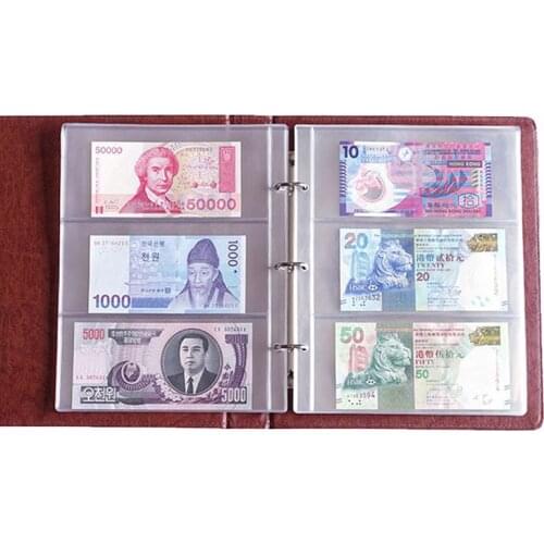 2021 New 1 Album Pages 3 Pockets Money Bill Note Currency Holder PVC Collection 180x80mm