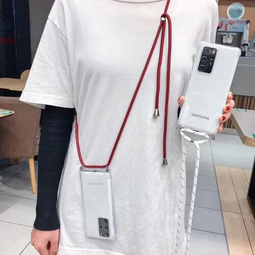 Transparent Strap Cord Chain Phone Case For iPhone 11 11 Pro Max XR XS Max X 7 8 6 6S Plus Carry Necklace Lanyard Clear Cover