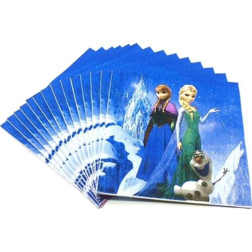 Hot Sales Disney Frozen Theme 20pcs/Lot Napkins Print Princess Anna Elsa Festival Child Birthday Event Party Decration Supplies