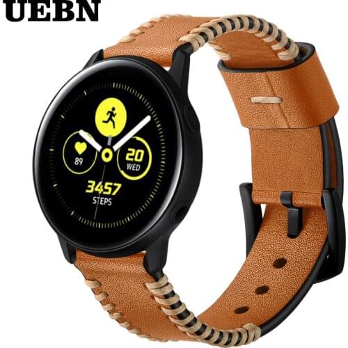 UEBN 20mm Leather Band Wrist Strap for Samsung Galaxy Watch Active 2 Bracelet for galaxy watch 42mm amazfit bip samrt Watchband