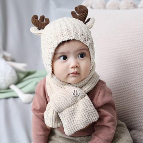 Winter Cute Deer Ears Baby Hat Cap Knit Soft Baby Boy Girl Hat Bonnet Beanie Children Kids Hat Newborn Baby Winter Hat muts