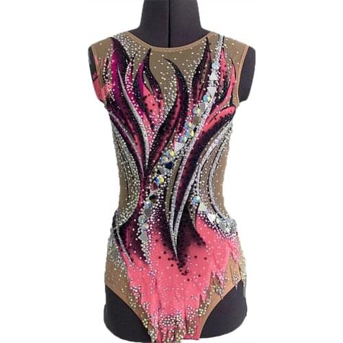 LIUHUO Ice Figure Skating Dress Girls Rhythmic Gymnastics Leotards Women Teens Spandex White Crystals Competition Wholesale