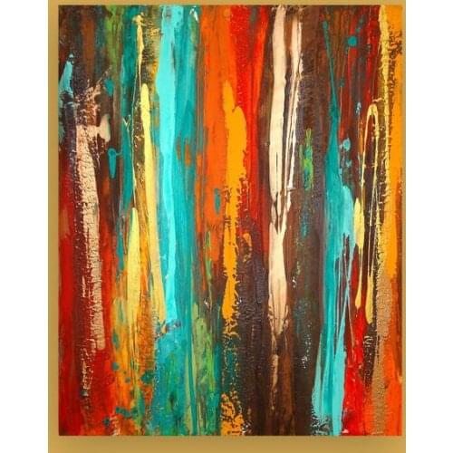 Handmade high quality thick knife abstract oil painting Green yellow lines abstract on Canvas Painting Decor Oil Painting art