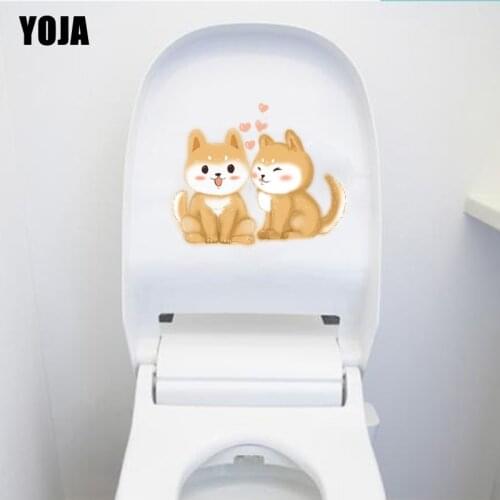 YOJA 23.5*19.2CM Family Dog Love Toilet Sticker Wall Decal Living BedRoom Home Decor T3-0512