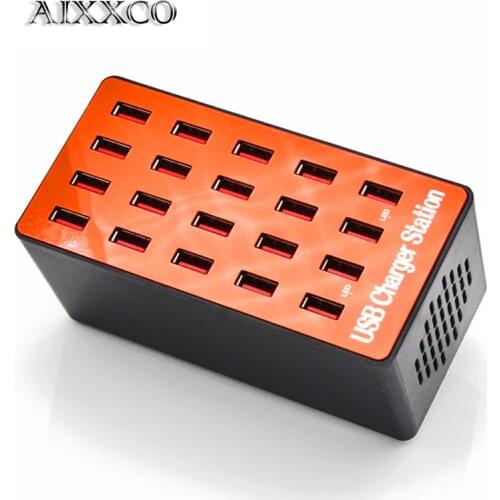 AIXXCO 20-Port 18A 90W Multi USB Charger HUB LED USB Charging Station Dock Universal Mobile Phone Desktop Wall Home Chargers