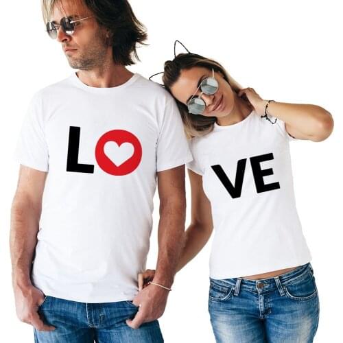 Women T Shirts Heart Love Printing Cool Men Short Sleeve Couple Clothing Lovers Summer Funny Love Letter Print T Shirts