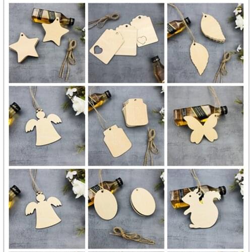 10pcs Angel Custom Oval Blank Wooden Jar Pigeon Crafts Supplies Squirrel Maple Leaf Laser Wood Party Decoration DIY Gift Lable