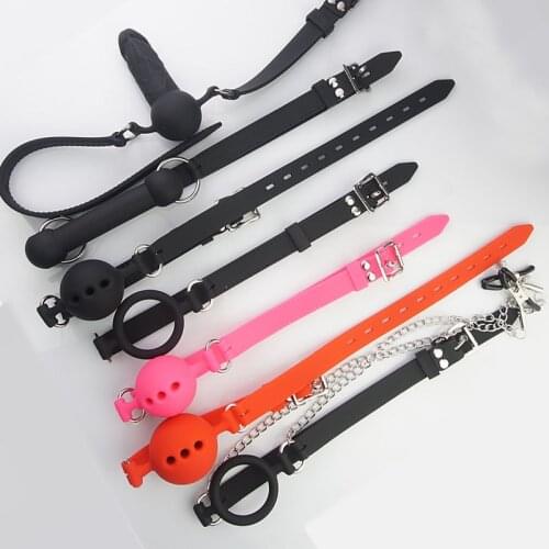 100% Medical Silicone Mouth Cock/Dildo/Bone/Ring/Ball Gag BDSM,Nipple Clamps,Bondage Gear,Sex Toys For Couples Puppy Play