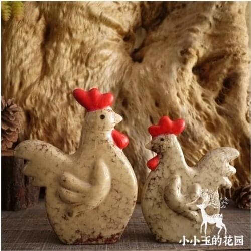 2pcs/set Fortune Chicken Crafts Decorations Wedding Gifts Home Ornaments Animal Collection