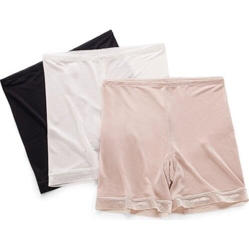 Birdsky OR-42, Women silk boxer shorts, safety pants safe underwear, lace hem knickers, high waist, 30% mulberry silk, 3 colors