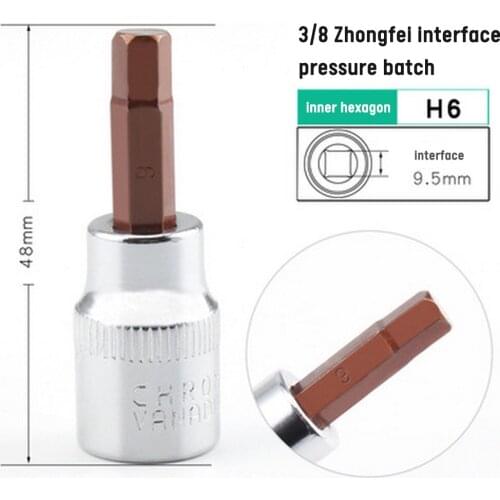 3/8 Zhongfei Pressure Batch Sleeve Manual Screwdriver Sleeve Hexagon Torx Cross Bit Steel Pozi 10mm High Quality Accessories