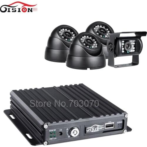 4Pcs AHD Car Camera Mobile Dvr Kits GPS SD Card 4CH 720P AHD Car Video Recorder With 1.3MP Camera Local Realtime Video Mdvr