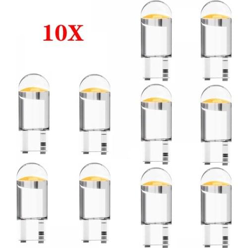 10x 2021 Newest W5W Led T10 Car Light COB Glass 6000K White Auto Automobiles License Plate Lamp Dome Read DRL Bulb Style 12V