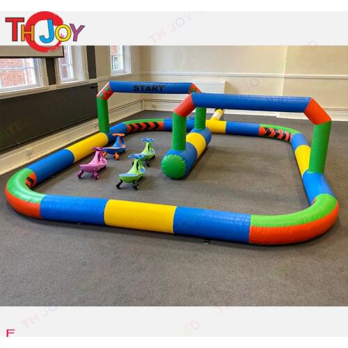 Free air ship to door,6x6m indoor kids commercial rental Inflatable cars Race track,sport game air racing Track