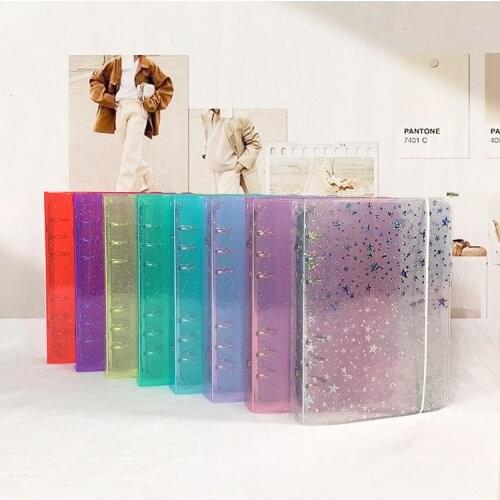 MINKYS Star Glittery Jelly Color A5 Binder Photo Collect Book&Journal Bonds Notebook Agenda Organizer Planner School Stationery