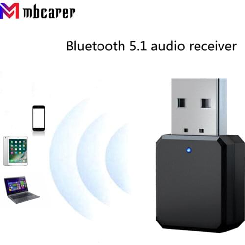 Bluetooth-compatible 5.1 Audio Receiver Dual Output AUX USB Stereo Car Hands-free Call Built-in Microphone Mic Wireless Adapter