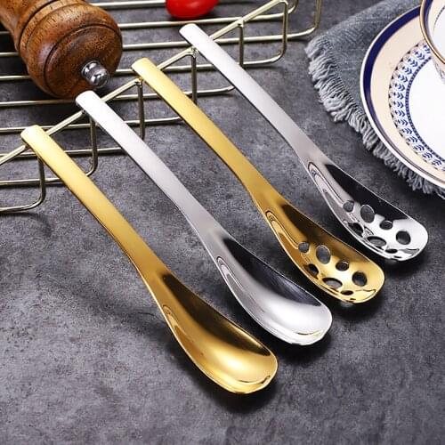 Stainless Steel Tea Spoon for Snacks Fruit Ice Cream Dessert Silver Gold Hollow Coffee Spoon Kitchen Tools Hollow Out Teaspoon
