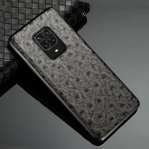 LANGSIDI Genuine Leather Phone Case for xiaomi redmi note 9pro 9s 8T Luxury Ostrich covers for xiaomi mi note 10 pro 9 8 LITE a1