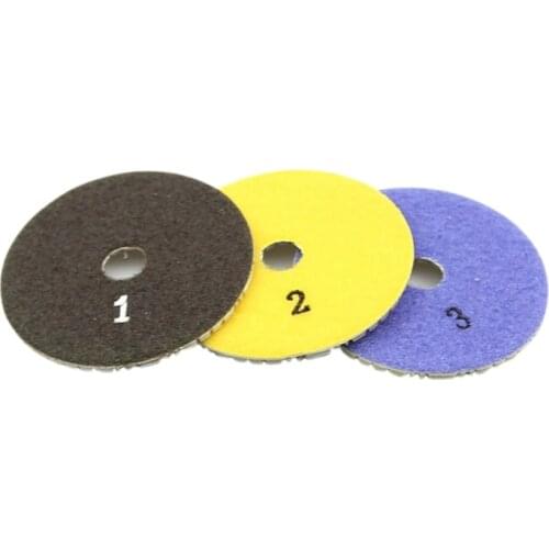 CNIM Hot 3 Pieces 100Mm Diamond Flexible Wet & Dry Polishing Pads 3 Step Floor Polish 1, 2, 3 Grit For Stone Marble Tile