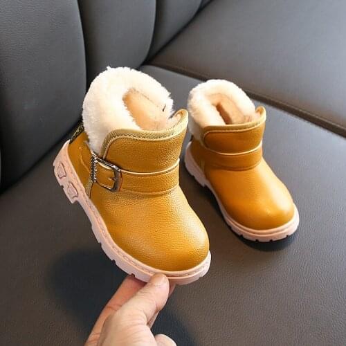 Children Shoes Snow Boots Unisex New Winter Boys Thick Plush Shoes Girls Warm Shoes Kids Short Martin Boots Student School E60