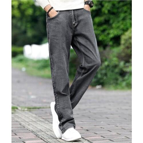 Cotton Spring Summer Autumn Men Jeans Slight Classic Denim Pants Male Washed Baggy Grey Designer Causal Jeans Man,WG046