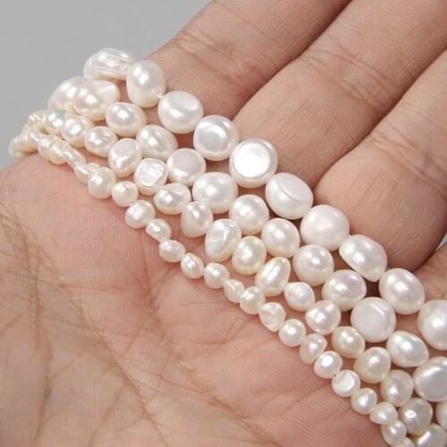 Natural Irregular Baroque White Freshwater Pearls Beads Cultured Pearls For DIY Women Handmade Bracelet Accessories 14'' Finding