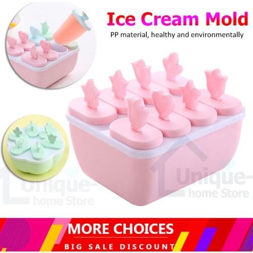 8/6 Hole PP Material Kitchen Ice Cube Tray Cube Mold Reusable Safe DIY Homemade Popsicle Freezer Juice Lollipop Maker Tool