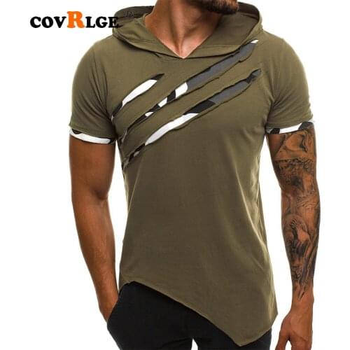 Short Sle Summer Casual Patchwork T Shirt Men T Shirt Tshirt Streetwear Stranger Things Fashion Slim Short Sleeve Hooded MTS591