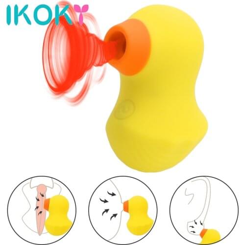 IKOKY Duck Vibrating Sucker Nipple Massager Sex Toy for Women G-spot Clitoris Stimulator Vagina Sucking Vibrator Oral Sex
