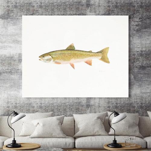 Home Decoration Print Canvas Wall Art Picture Poster Paintings Horizontal Rectangle Realistic fish fingerprints Sardine