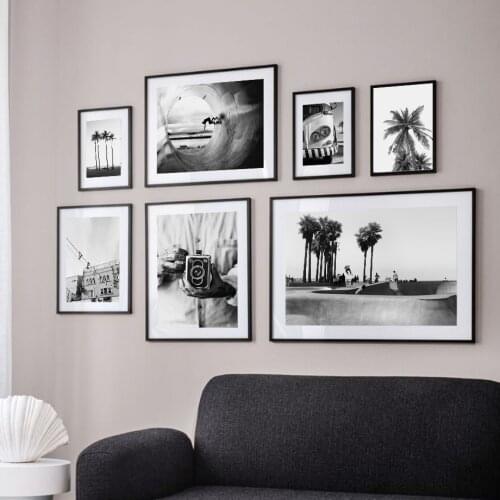 Classic Van Camera Skateboard Beach Wall Art Canvas Painting Black White Nordic Posters And Prints Wall Pictures For Living Room