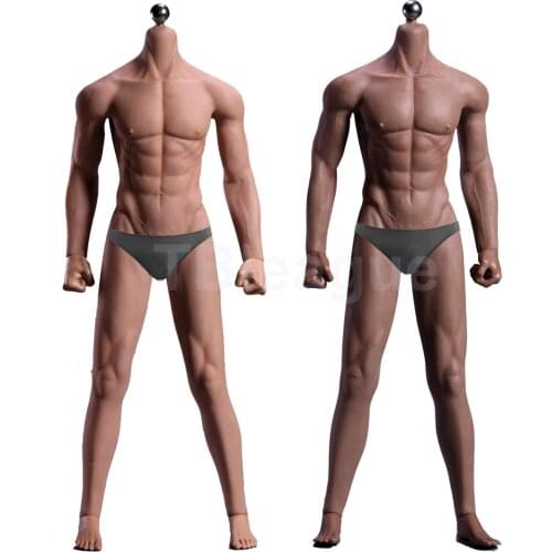 1/6 Scale 12'' Ultra Flexible Muscular Male Seamless Body Stainlee Steel Skeleton Rubber Human-like Skin Bodies for 1/6 Head Toy