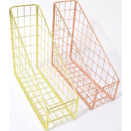 Electroplated Iron Book Holder Desktop Shelf File Magazine Book Stand Office Home Stationery Organizer Holder