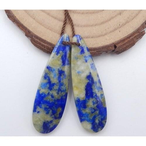 Natural Gemstone Lapis Lazuli fashion woman Earrings Beads set 36x11x5mm,6.6g