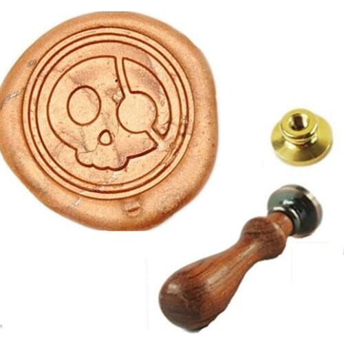 Vintage Cute Skull with Eye Patch Custom Picture Logo Wedding Invitation Wax Seal Sealing Stamp Sticks Spoon Gift Box Set Kit