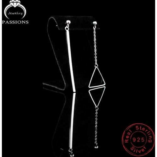 New Fashion 925 Sterling Silver Triangle And Pentagon Drop Earrings Geometric Asymmetry Dangle Earings Wholesale Women Jewelry