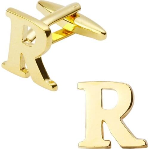 New high quality brass plated letters R Cufflinks Mens Jewelry shirt cuff Cufflinks twins English letters