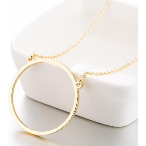 Wholesale Fashion Simple Circle Stainless Steel Necklace For Women Gold Silver Color Round Pendant Necklace Custom Jewelry