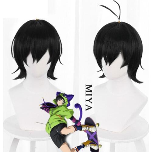Sk8 the Infinity Miya Cosplay 35cm Wig Short Black Wig Cosplay Anime Cosplay Wigs Heat Resistant Synthetic Wigs Halloween