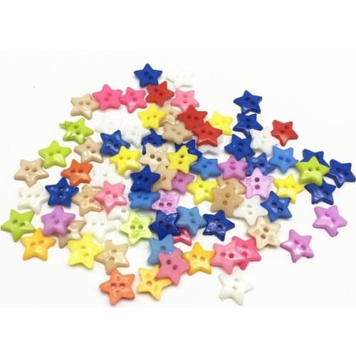 100pcs 12mm Plastic Mixed Star 2 Holes Buttons Sewing Dress Shirt Kids Apparel Sewing Accessories DIY Scrapbooking Crafts