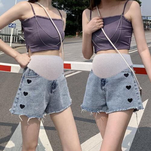 Pregnant Womens Shorts Summer Wear High-Waisted Denim Shorts Summer Wear New Spring Loose Pants for Pregnant Clothes