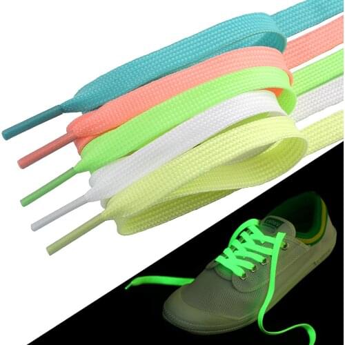 1Pair Luminous Shoes Laces 100/120cm Length 1CM Wide Classic Solid Color Sports Boots Flat Shoelace Shoes Tackles