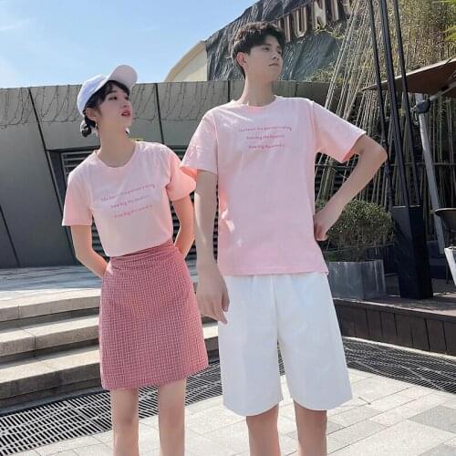 Loose Chinese short sleeved T-shirt for boys and girls sports summer dress couples clothes couples clothing