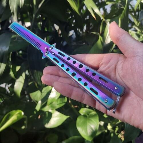 Stainless Steel Cutter Practice Butterfly Training Cutter Folding Cutter For Outdoor Camping Dull Tool Cepillo Pelo Comb Barber